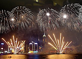 The Fireworks over Victoria Harbour to celebrate Chinese New Year The Fireworks over Victoria Harbour to celebrate Chinese New Year