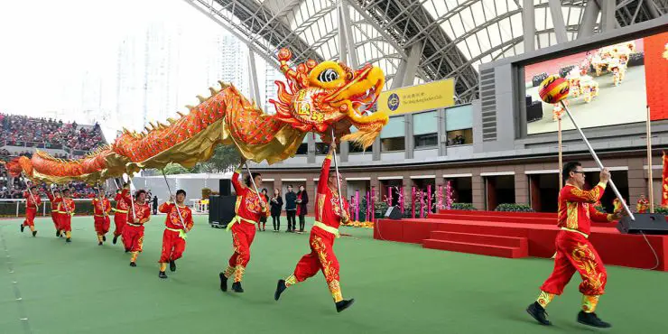 The Hong Kong Chinese New Year Horse Race Meeting at Sha Tin Dragon Parade The Hong Kong Chinese New Year Horse Race Meeting at Sha Tin Dragon Parade