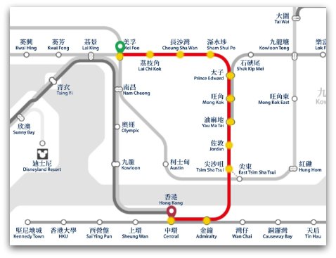 MTR Map Tsuen wan Line to Mei Foo Station MTR Map Tsuen wan Line to Mei Foo Station