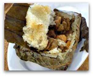 Dim Sum Types: sticky rice wrapped in leaves Dim Sum Types: sticky rice wrapped in leaves