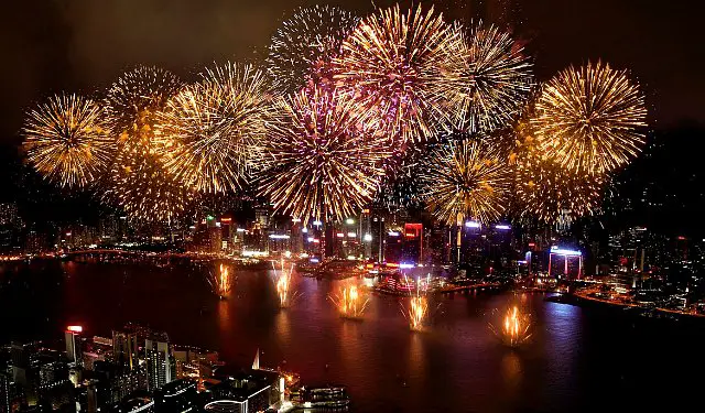 Fireworks over Victoria Harbour Fireworks over Victoria Harbour