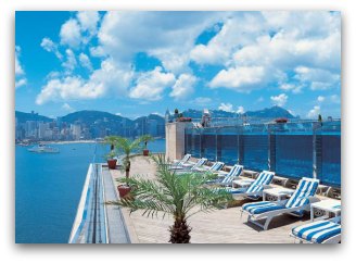 Fantastic harbour views from the outdoor swimming pool at Harbour View Kowloon Fantastic harbour views from the outdoor swimming pool at Harbour View Kowloon