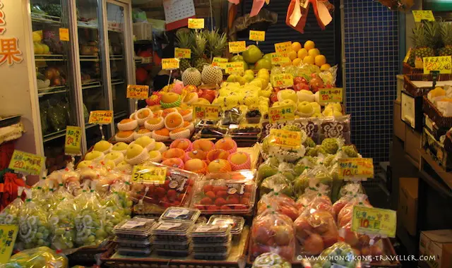 Ladies Market Hong Kong - fruit stands Ladies Market Hong Kong - fruit stands