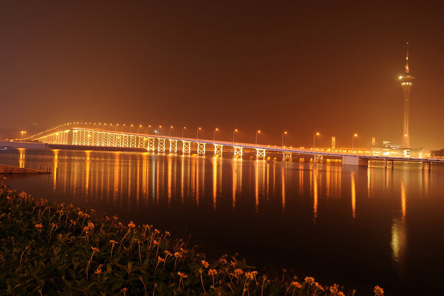 Macau TAipa Bridge Macau Taipa Bridge at Night