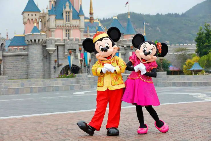Mickey and Minnie wearing traditional Chinese outfits at Disneyland Hong Kong Mickey and Minnie wearing traditional Chinese outfits at Disneyland Hong Kong
