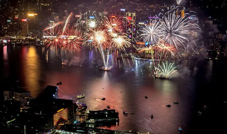 New Year's Eve Countdown views from TST top of Sky100 New Year's Eve Countdown views from TST top of Sky100