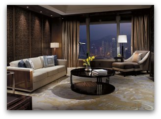 Harbour view suite at Ritz Carlton Hotel in Hong Kong Harbour view suite at Ritz Carlton Hotel in Hong Kong