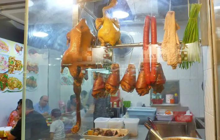 Street Food Stalls in Hong Kong Display their Food in the Windows Street Food Stalls in Hong Kong Display their Food in the Windows