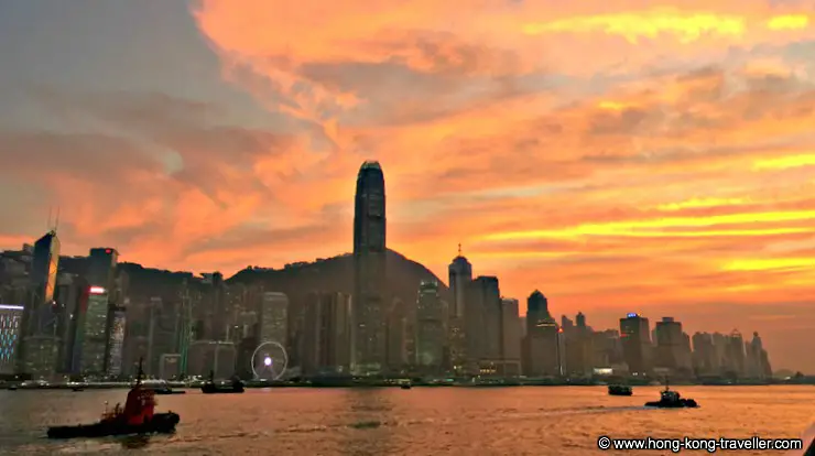 Victoria Harbour at Sunset from the Avenue of Stars Victoria Harbour at sunset from the Avenue of Stars